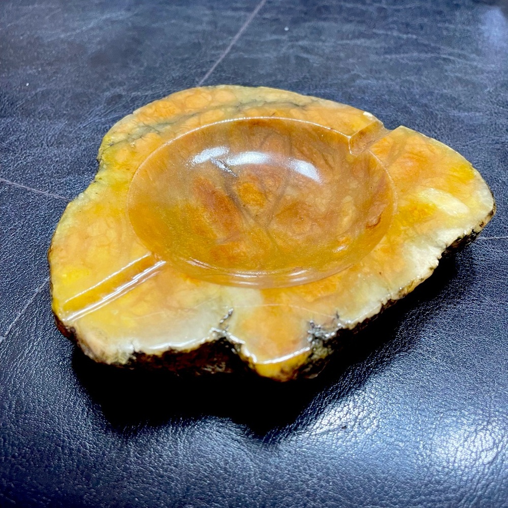 🔶🔹🔶Vintage MCM Natural Agate Stone Ashtray * Boho *